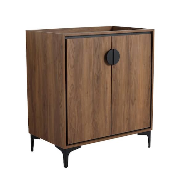 Tileon 29.33 in. W x 17.91 in. D x 33.07 in. H Bath Vanity Cabinet without Top with 2 Doors and Adjustable Shlef in Brown