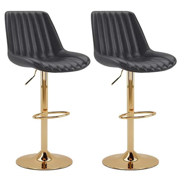 CorLiving Arwen 44 in. Black Gold Metal Bar Stool Adjustable, (Set of 2)