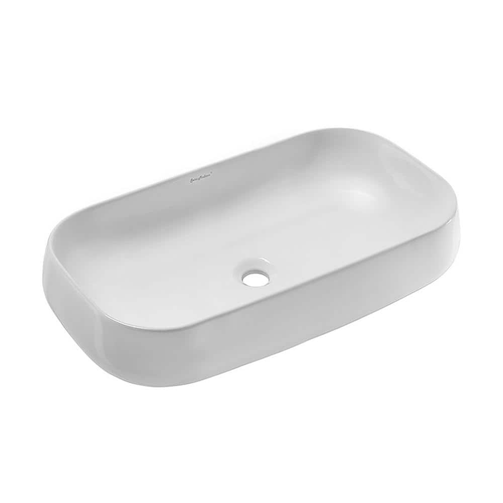 Chateau 28-Inch Glossy White Ceramic Vessel Sink