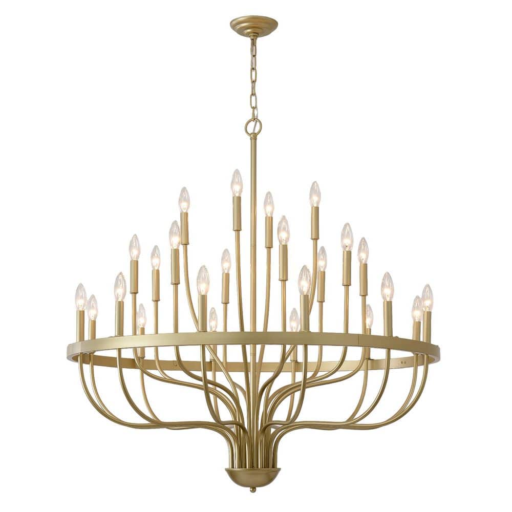 39.4 in. 24-Light Gold Industrial Iron Candle Pendant Chandelier with Adjustable Height (Bulbs Not Included) price history on PriceWatchPro