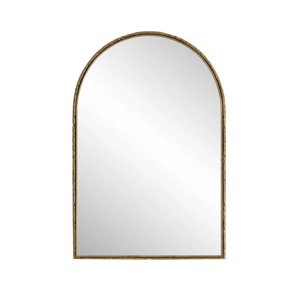 24 in x 36 in Gold Iron Art Arch Vintage Vanity Mirror, Wall Hanging, Place