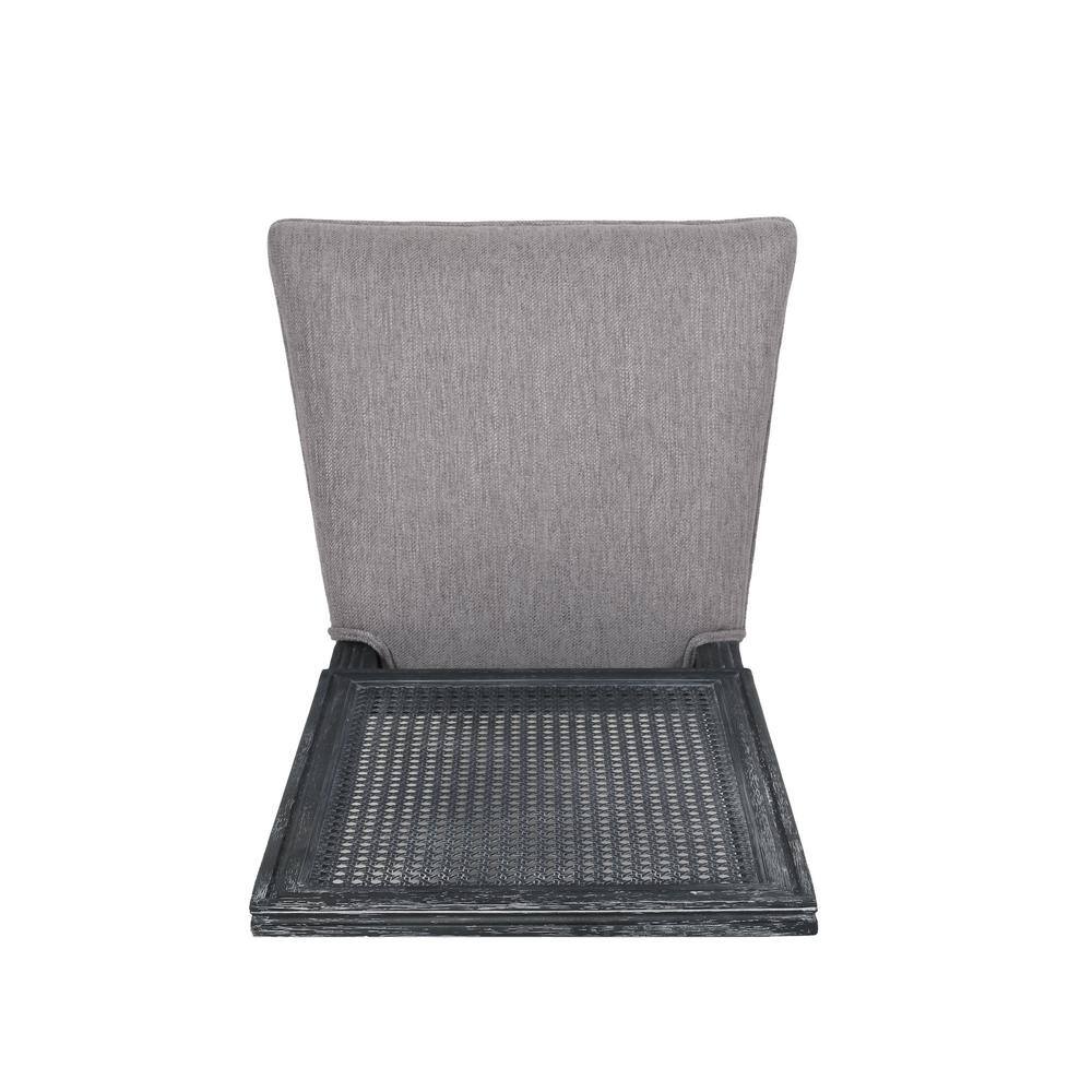 Elegant Gray Upholstered Parsons Dining Chair with Cane Back, Set of 6