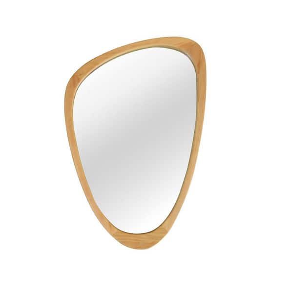 20.00 in. W x 30.00 in. H Irregular Solid Wood Frame Vertical/Horizontal Wall Mount Bathroom Vanity Mirror in Oak