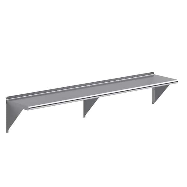 AMGOOD 14 in. x 72 in. Stainless Steel Wall Shelf Kitchen, Restaurant, Garage, Laundry, Utility Room Metal Shelf with Brackets