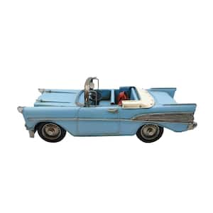 Blue 12.5 x 5 x 4.75 in. Classic Convertible Car Metal Model