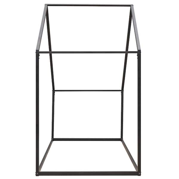 Seafuloy Black Metal House Frame Twin Platform Bed with Roof