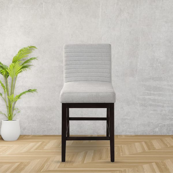 Acme Furniture Edwyn Gray Linen and Espresso Finish Wood