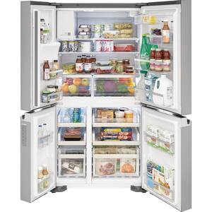 36 in. Wide 21.5 cu. ft. Counter-Depth 4-Door Refrigerator in Stainless Steel
