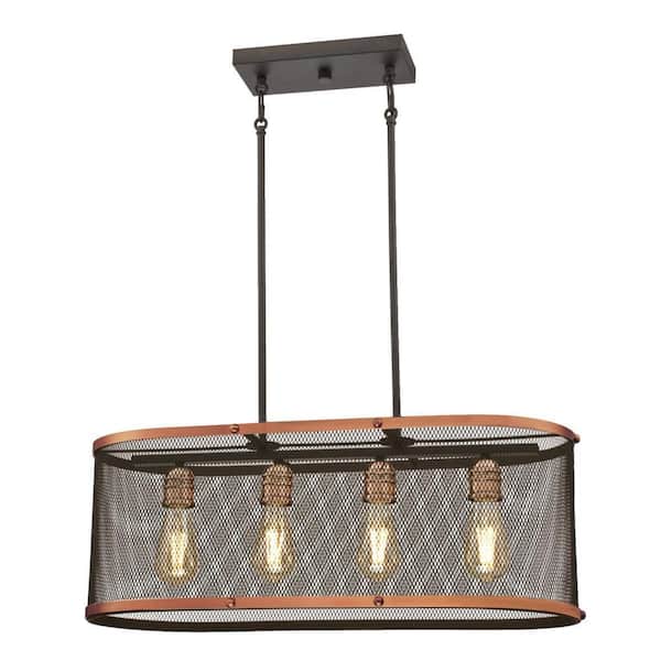 Westinghouse Emmett 4-Light Oil Rubbed Bronze and Washed Copper Chandelier with Mesh Shade