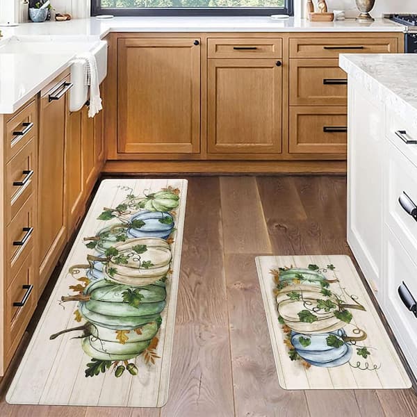 2 Piece Kitchen Mats Set, 17 in. x 28 in. to 17 in. x 47 in., Green