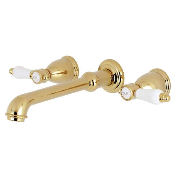 Kingston Brass Bel-Air 2-Handle Wall-Mount Roman Tub Faucet Filler in Polished Brass
