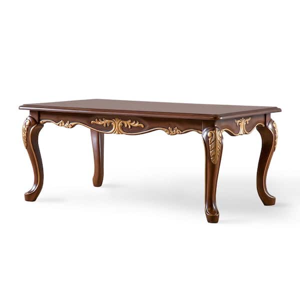 Furniture of America Gantry 48 in. Dark Cherry Rectangle Wood Coffee Table with Gold Accents