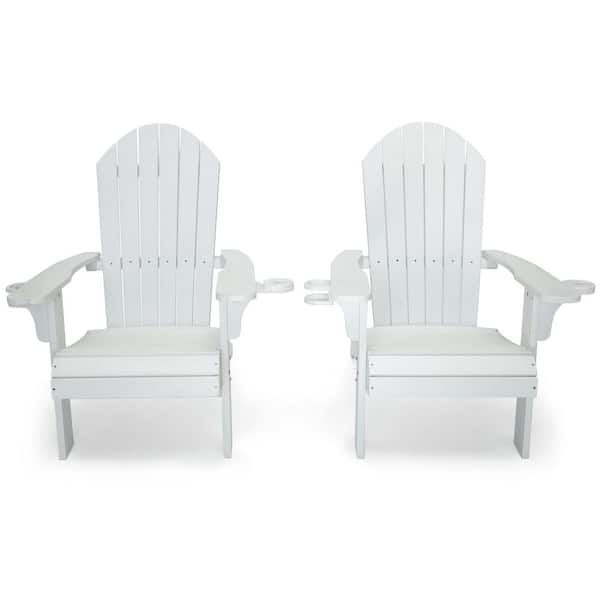 LuXeo Westwood White All Weather Plastic Outdoor Patio Adirondack Chair (Set of 2)