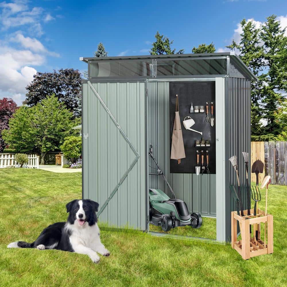 5 ft. x 3 ft. Gray Metal Outdoor Storage Shed with Window