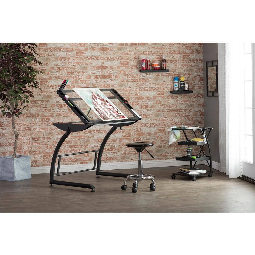 Versatile TriFlex 45" Glass Top Adjustable Drafting Table, Black