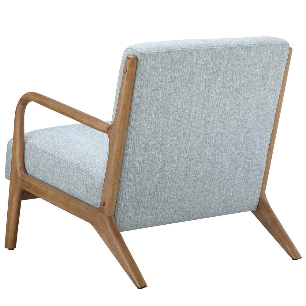Mid-Century Light Blue Elm Wood Accent Chair
