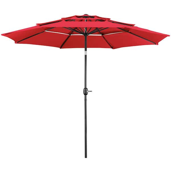 10 ft. Patio Umbrella 120 in. Outdoor 3 Tier Vented Table Umbrella