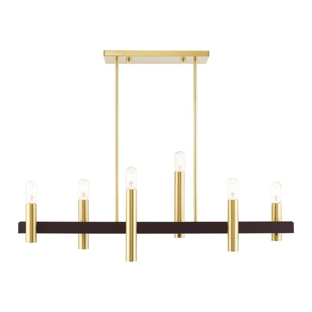 Livex Lighting Helsinki 6 Light Satin Brass with Bronze Accents Chandelier