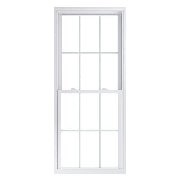 American Craftsman 31.75 in. x 73.25 in. 70 Pro Series Low-E Argon Glass Double Hung White Vinyl Replacement Window with Grids, Screen Incl