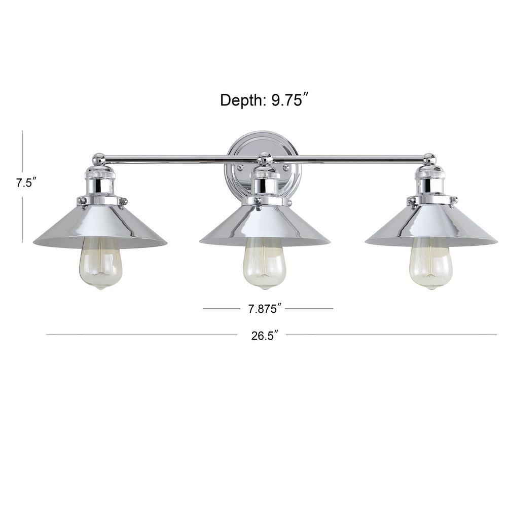 July 26.5" Chrome 3-Light Metal Vanity Light