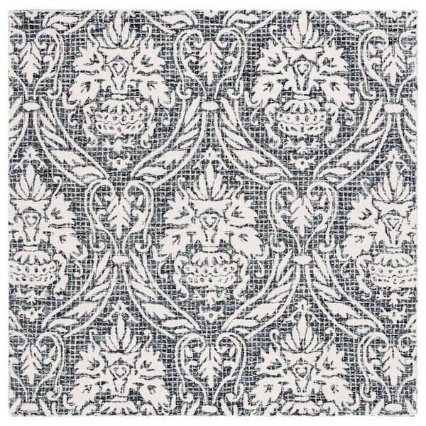 SAFAVIEH Abstract Ivory/Navy 6 ft. x 6 ft. Damask Square Area Rug