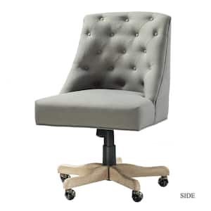 Grey Button Tufted Swivel Office Chair