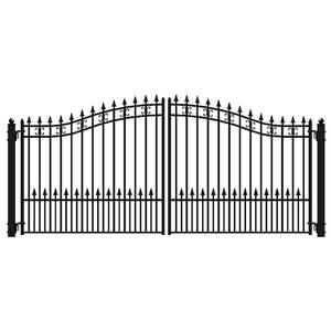 St. Louis 18 ft. x 6 ft. Black Steel Dual Driveway Fence Gate