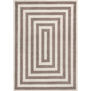 Bandol Modern Brown/Ivory 3 ft. x 5 ft. Classic Mitre Stripe Area Rug