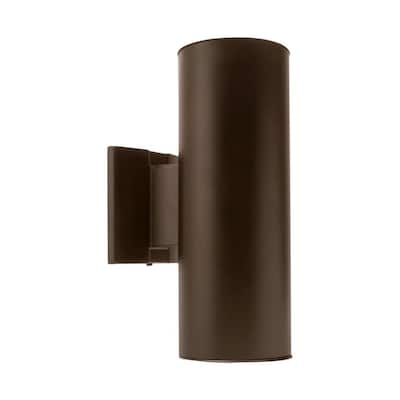 75-Watt 2-Light Bronze Outdoor Wall Lantern Sconce Column Light