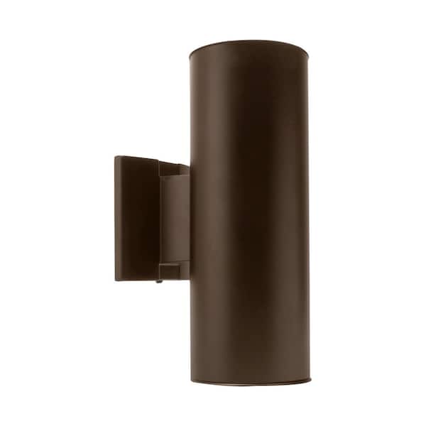 NICOR 75-Watt 2-Light Bronze Outdoor Wall Lantern Sconce Column Light