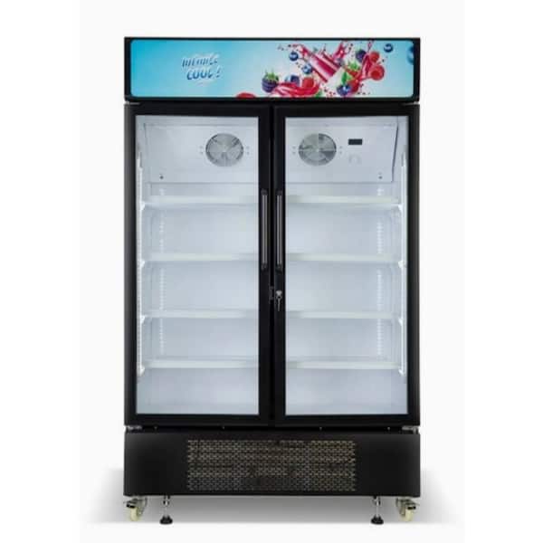 Cooler Depot 47 in. 25.7 cu. ft. Commercial Refrigerator Merchandiser 2-Glass Door in Black Stainless Steel