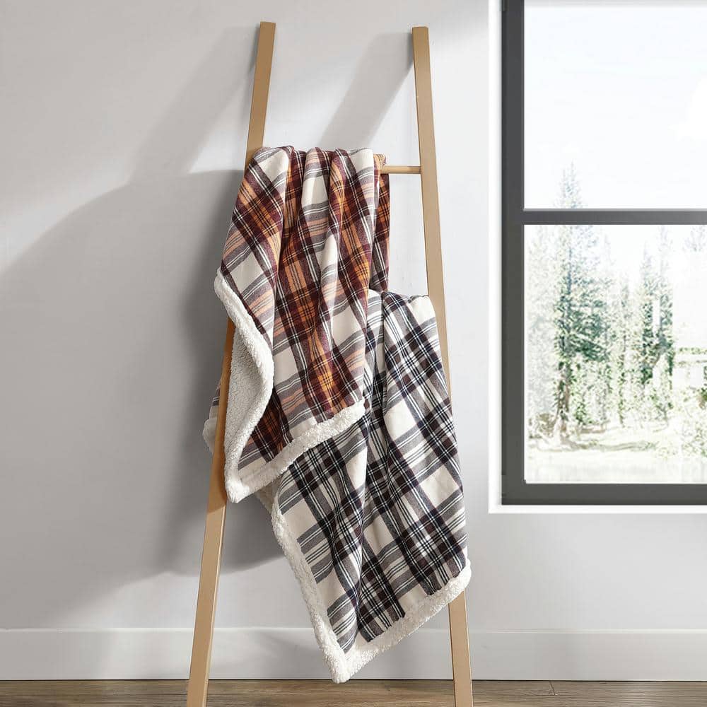 Cozy Cabin 50"x60" Red Plaid Sherpa Fleece Reversible Throw