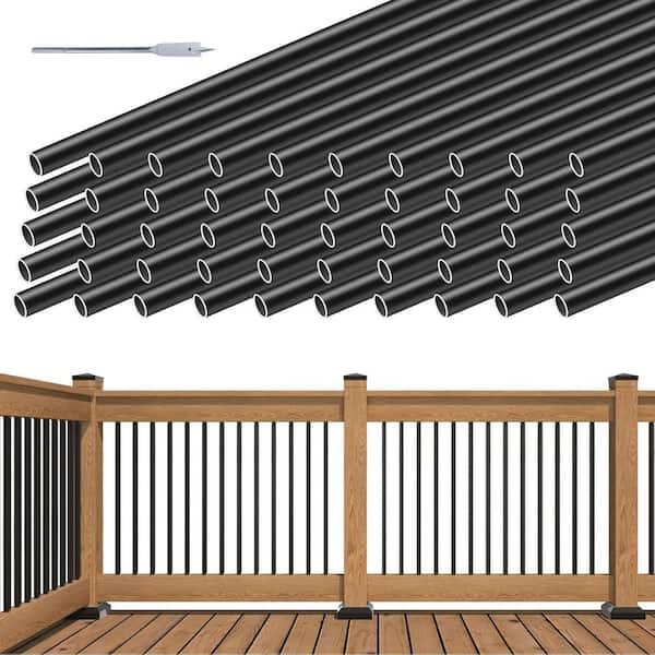 32 in. H x .75 in. W Black Aluminum Stair Railing Kit
