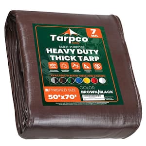 50 ft. x 70 ft. Brown/Black 7 Mil Heavy Duty Polyethylene Tarp, Waterproof, UV Resistant, Rip and Tear Proof