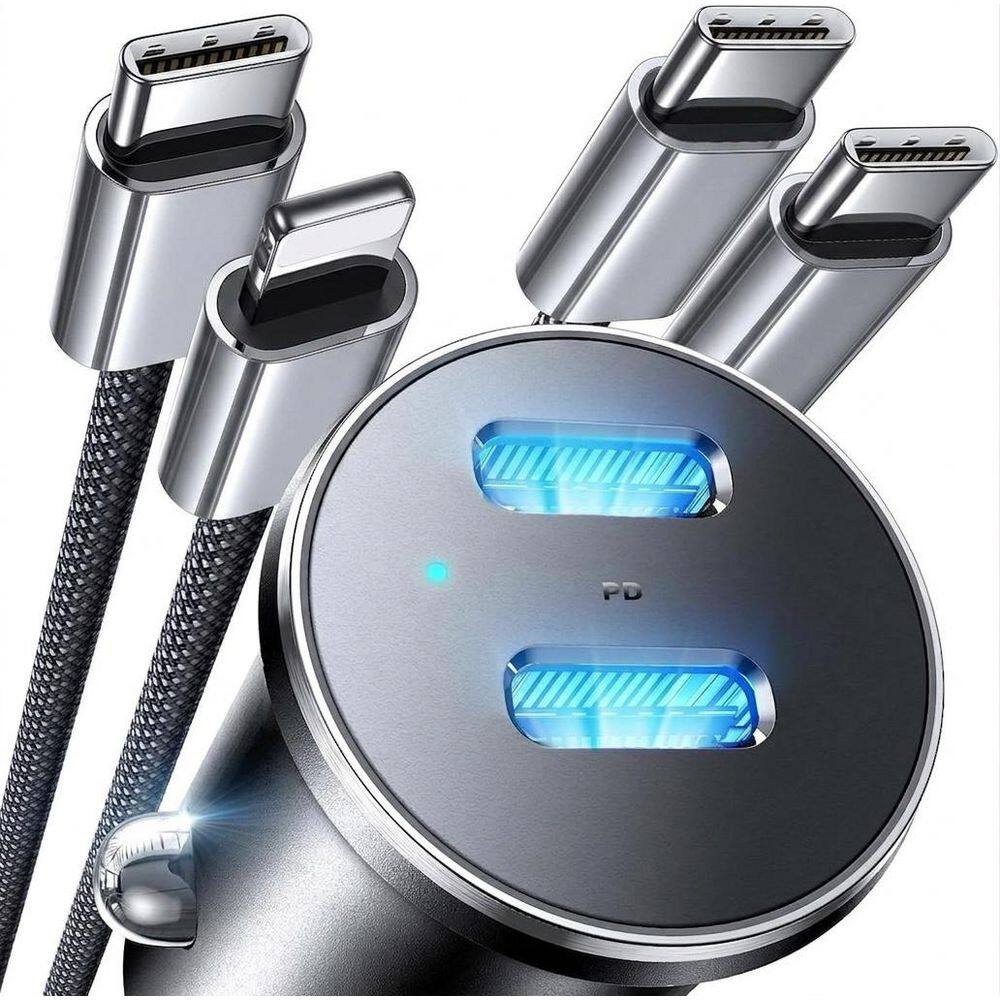 90W USB C Car Charger Fast Charging Adapter in Black for iPhone 17 16 15 14 13 12 Samsung Galaxy S26 S25 S24 1-Pack