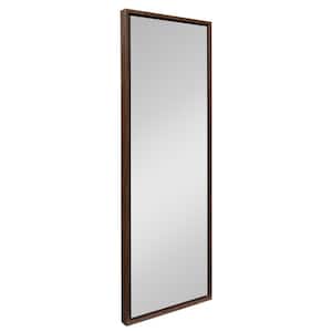 Large Rectangle Walnut Brown Full-Length Contemporary Mirror (48 in. H x 16 in. W)