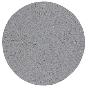 Braided Black White 5 ft. x 5 ft. Abstract Round Area Rug