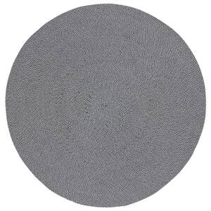Braided Black White 7 ft. x 7 ft. Abstract Round Area Rug