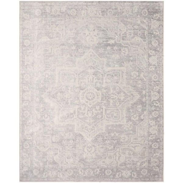 Nourison Astra Machine Washable Grey 8 ft. x 10 ft. Distressed Traditional Area Rug