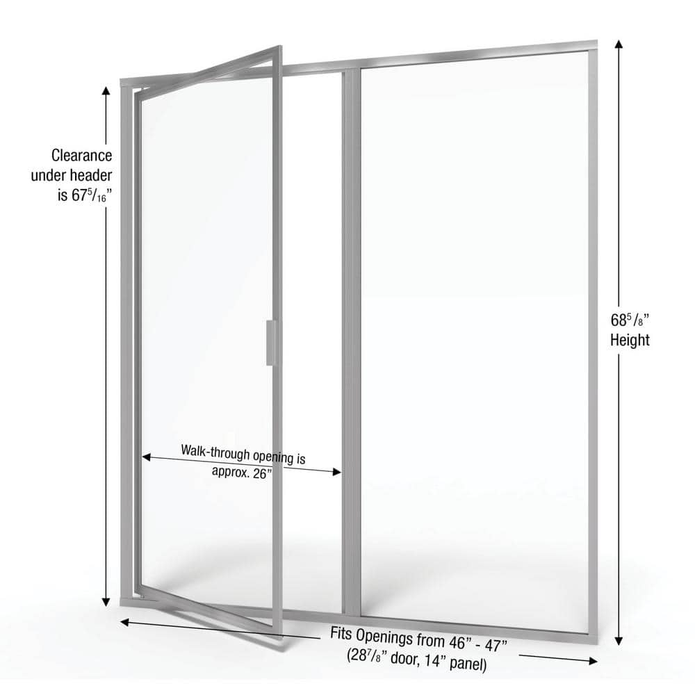 Deluxe Brushed Nickel Framed Hinged Shower Door with Clear Glass