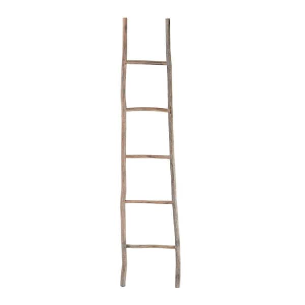 Titan Lighting 17 in. x 70 in. White Washed Wood Decorative Ladder