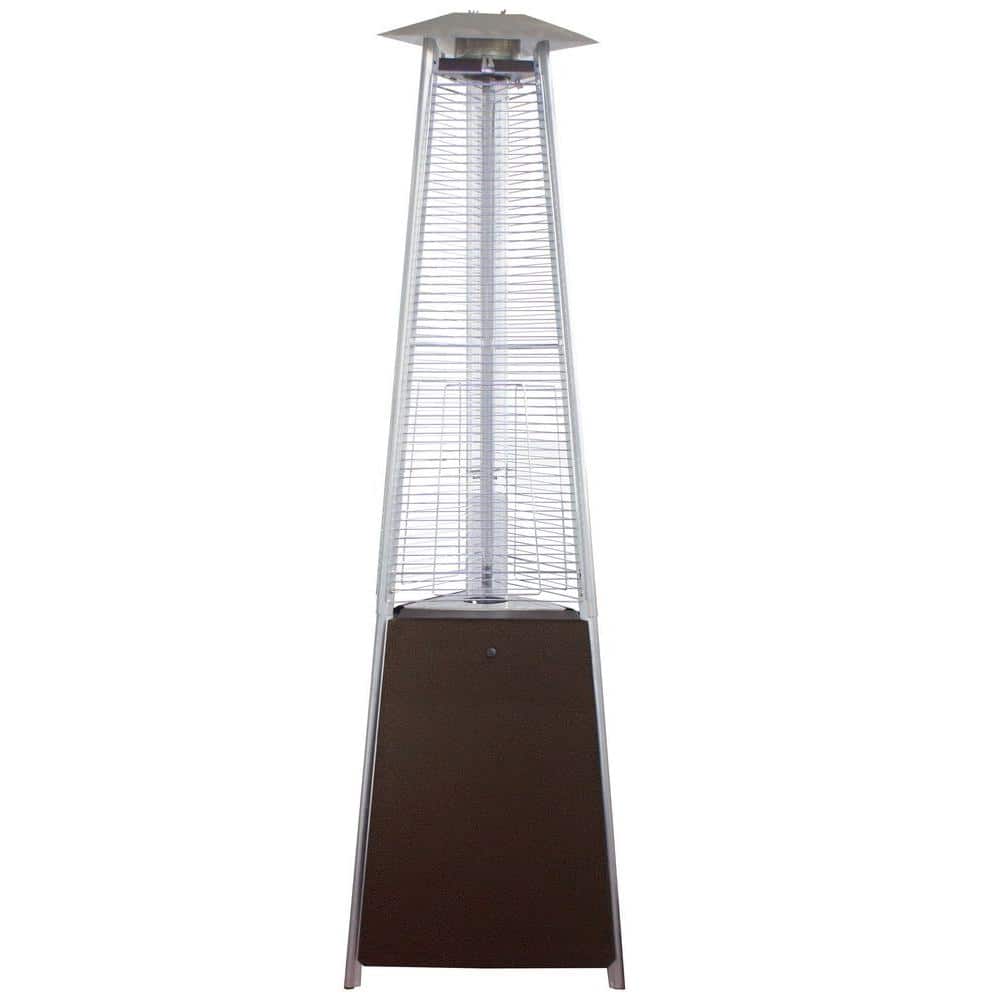Tall Bronze Glass Tube Propane Patio Heater with Wheels
