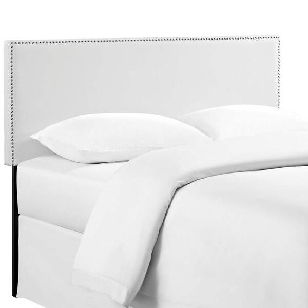 MODWAY Phoebe White Queen Upholstered Vinyl Headboard