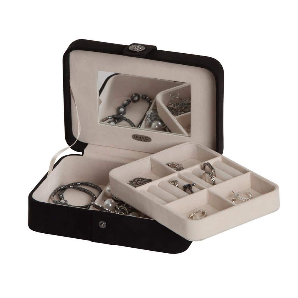 Mele & Co Giana Black Plush Fabric Jewelry Box 0057362M - The Home