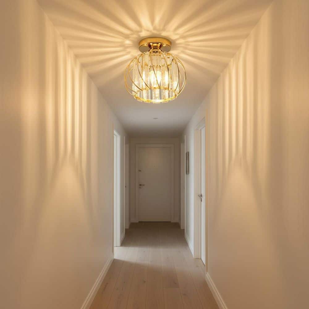YANSUN 7.09 in. 1-Light Modern Gold Semi Flush Mount Ceiling Light