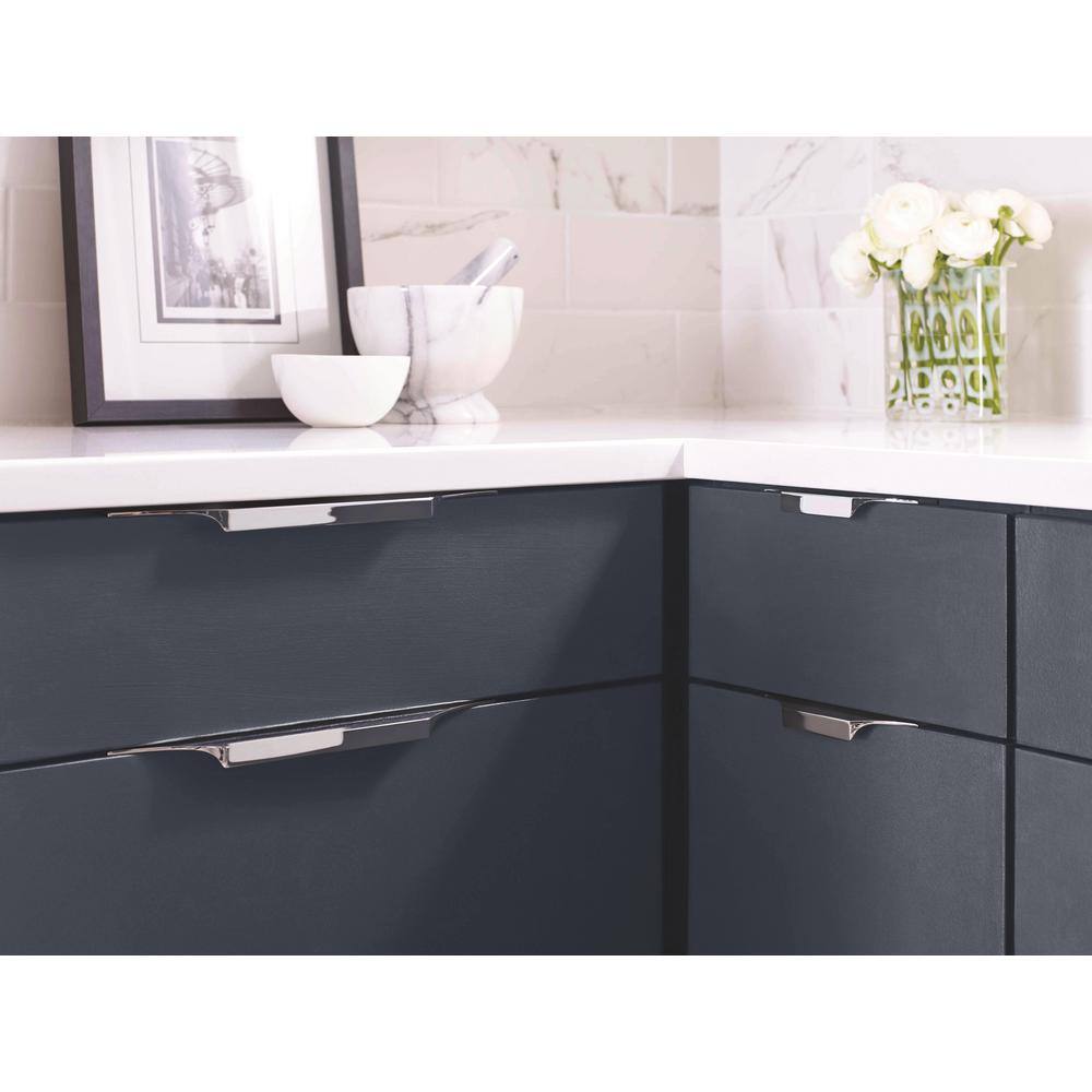 Polished Chrome Modern Cabinet Edge Pull with Mounting Hardware