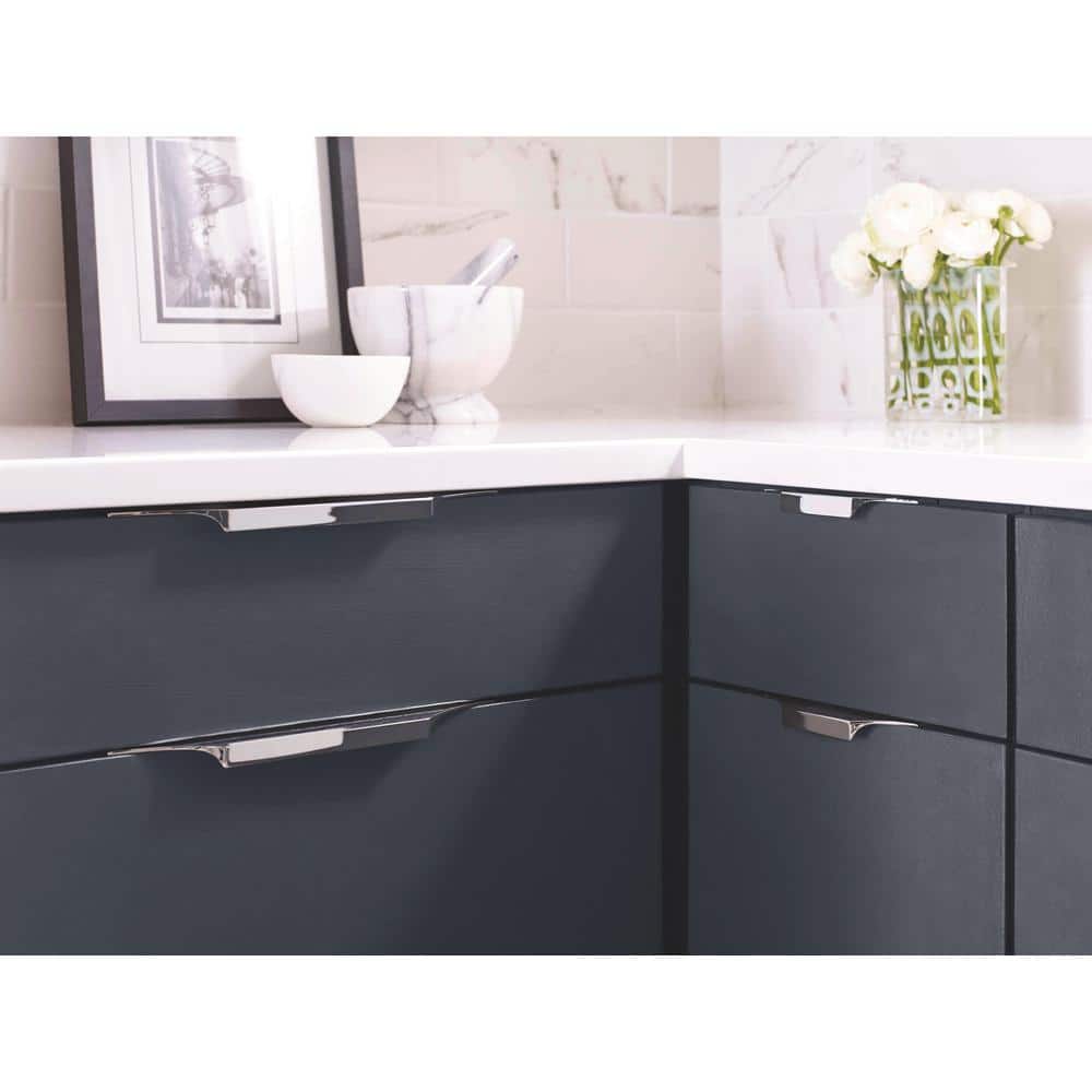 Polished Chrome Modern Cabinet Edge Pull with Mounting Hardware