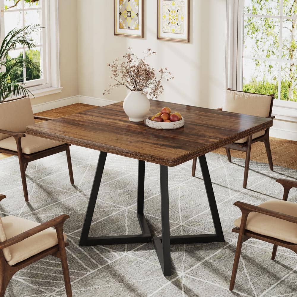 31.5 Square Dining Table Wood Kitchen Table for 4 Brown