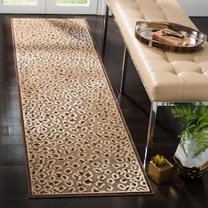 Paradise Beige/Brown 2 ft. x 8 ft. Abstract Animal Print Runner Rug