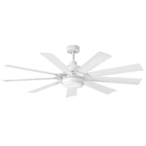 Turbine 60.0 in. Indoor/Outdoor Integrated LED Chalk White Ceiling Fan with Remote Control